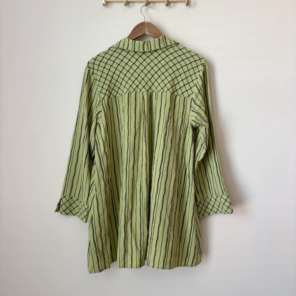 Habitat Striped Button Down Tunic Top Large Lagenlook Art To Wear - Picture 5 of 9